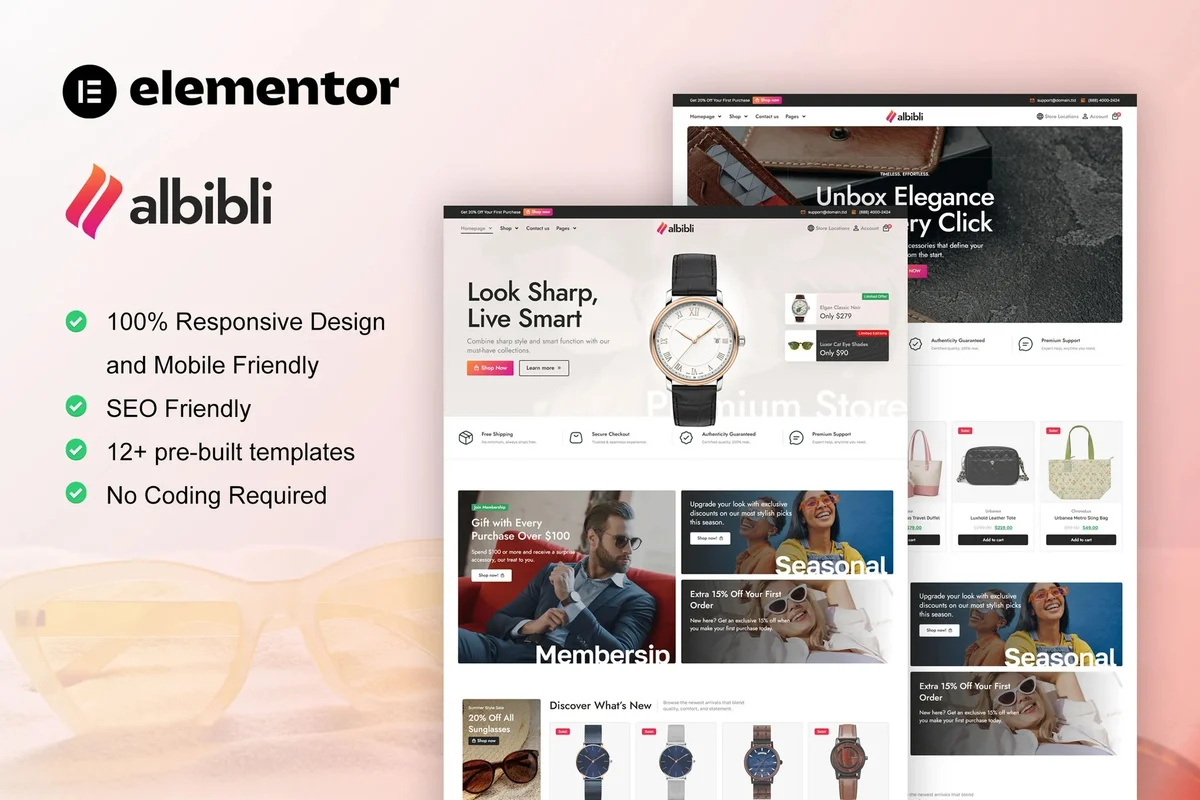 时尚配饰零售Elementor网站模板_一键导入快速建站插图-WP资源海 电商 Elementor 网站模板封面