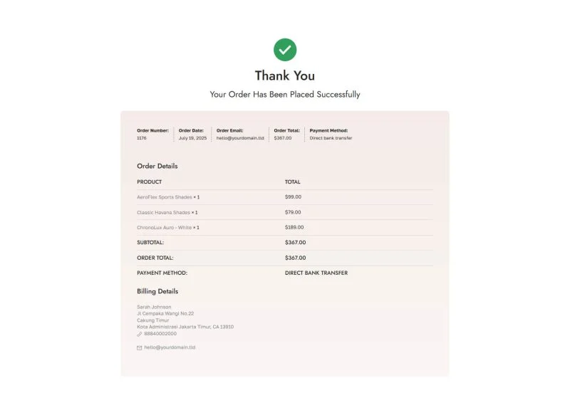 时尚配饰零售Elementor网站模板_一键导入快速建站插图7-WP资源海 电商 Elementor 模板订单摘要预览
