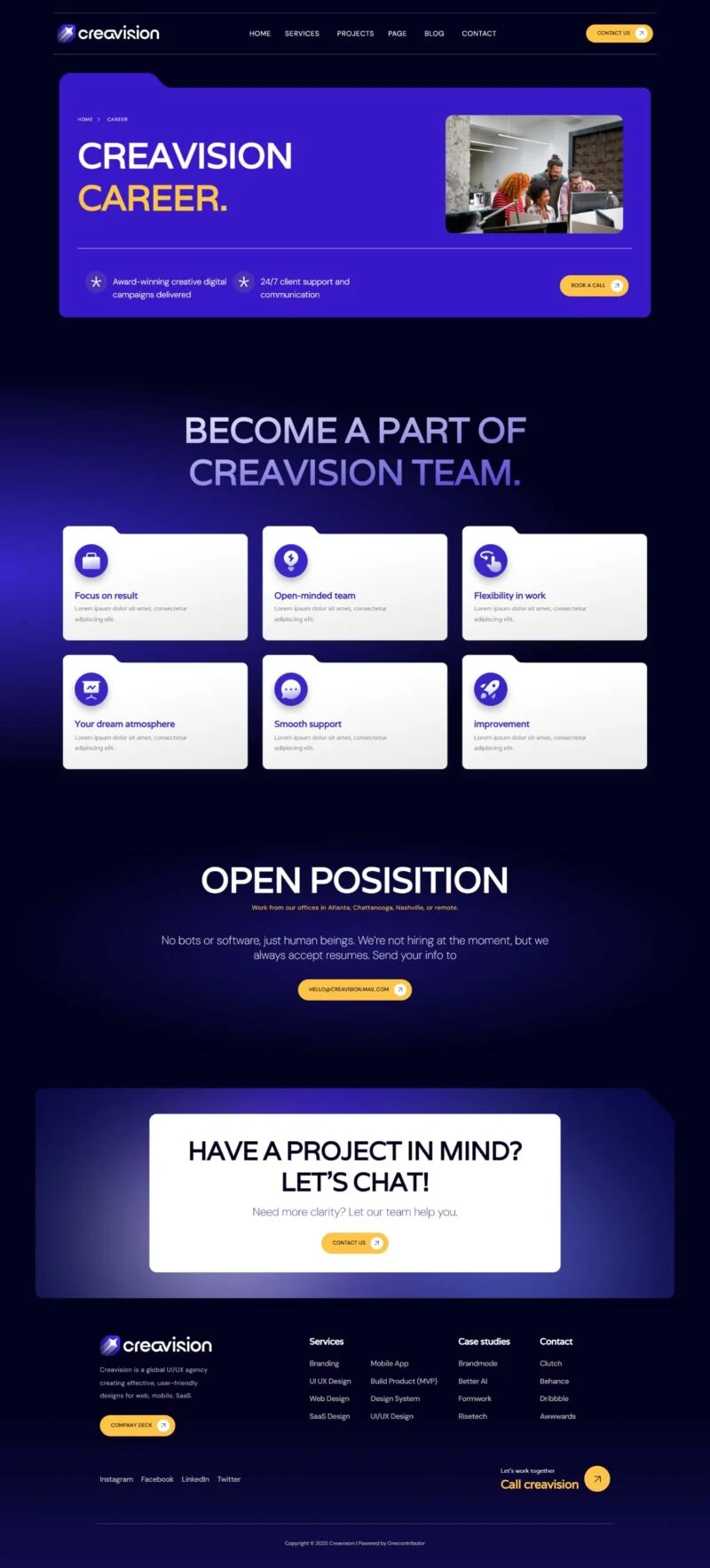 广告/营销 Elementor 模板招聘页面预览