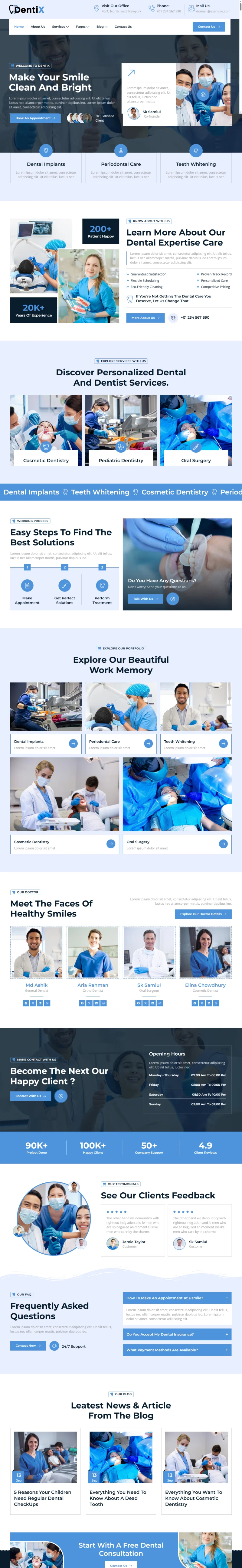 口腔健康Elementor网站模板_一键导入快速建站插图1-WP资源海 健康/医药 Elementor 模板首页预览