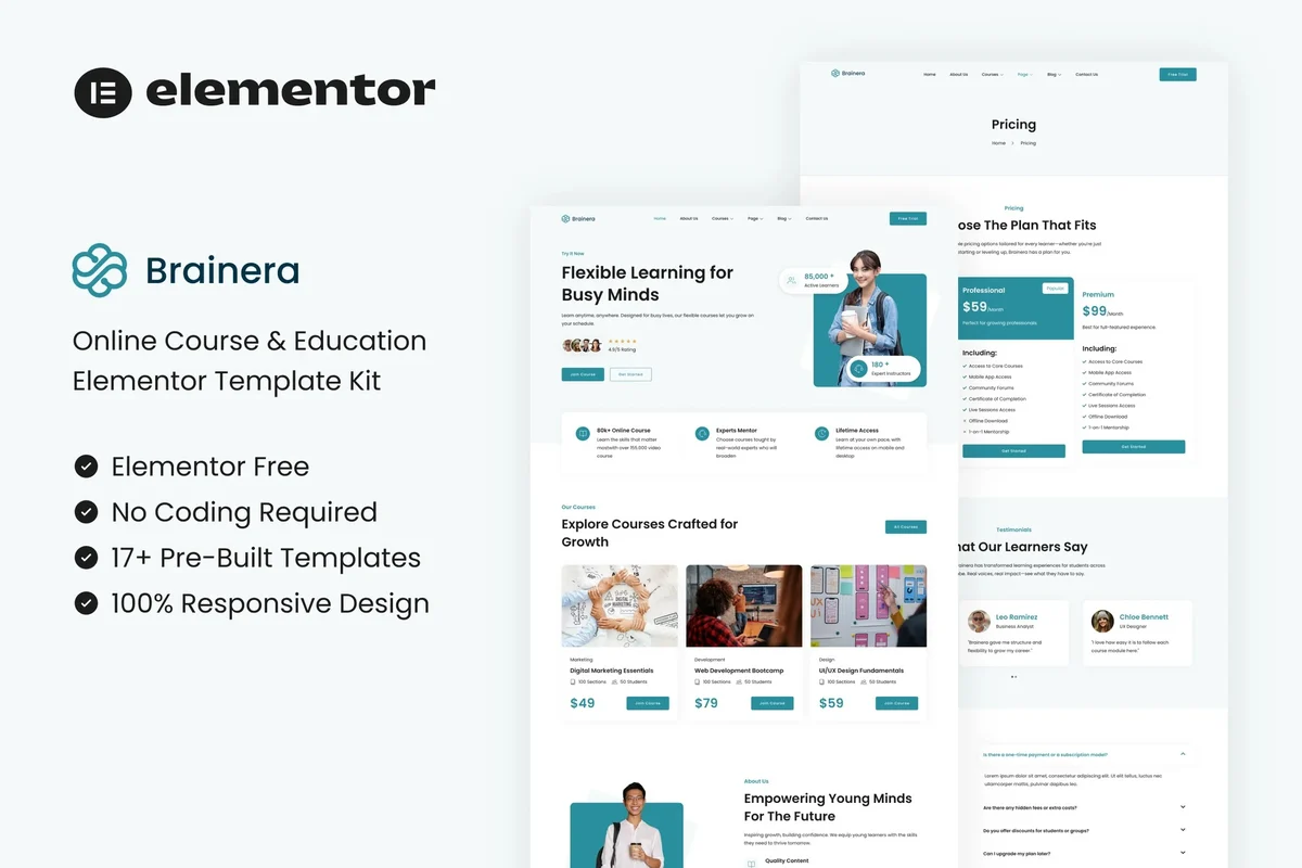 学习平台Elementor网站模板_一键导入快速建站插图-WP资源海 教育/培训 Elementor 网站模板封面