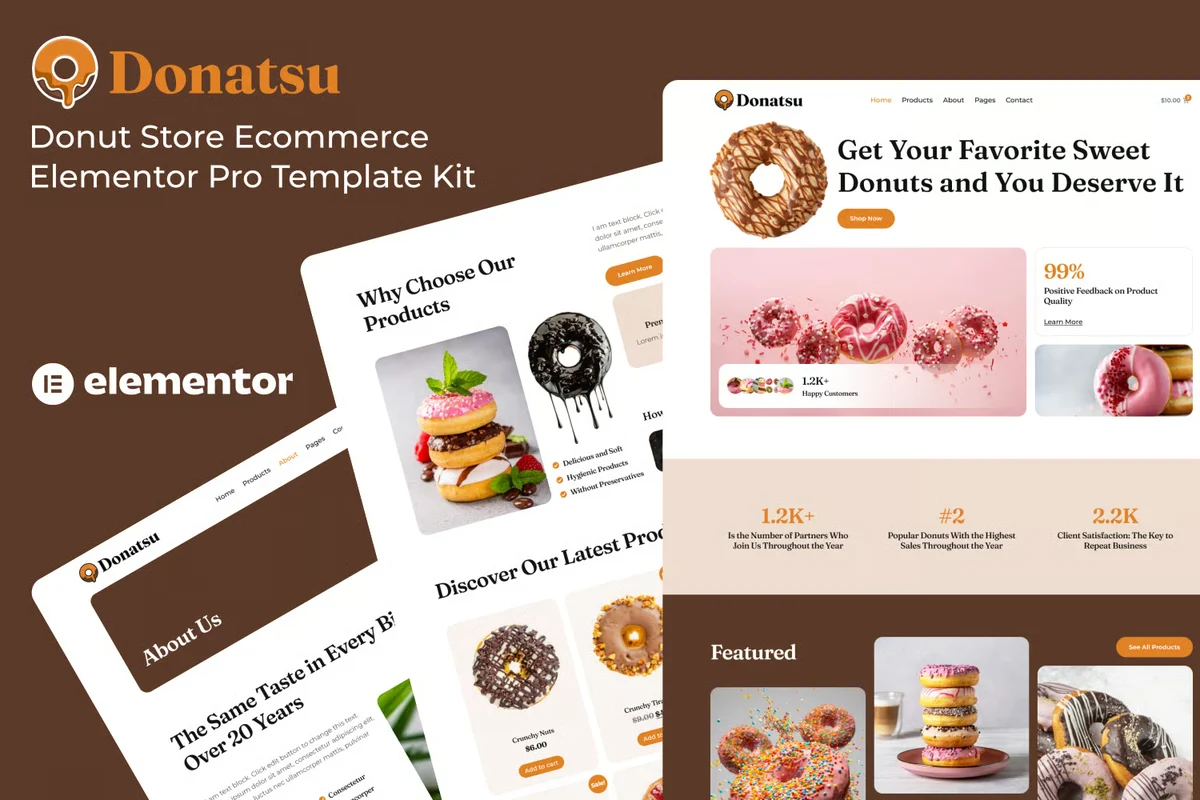 甜品烘焙电商Elementor网站模板_一键导入快速建站插图-WP资源海 电商 Elementor 网站模板封面