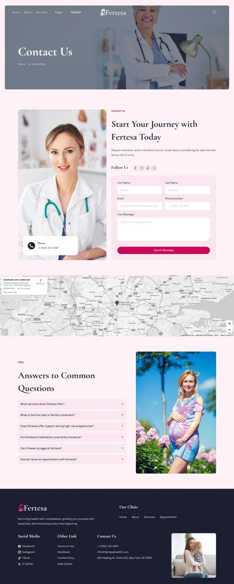 健康/医药 Elementor 模板联系页面预览