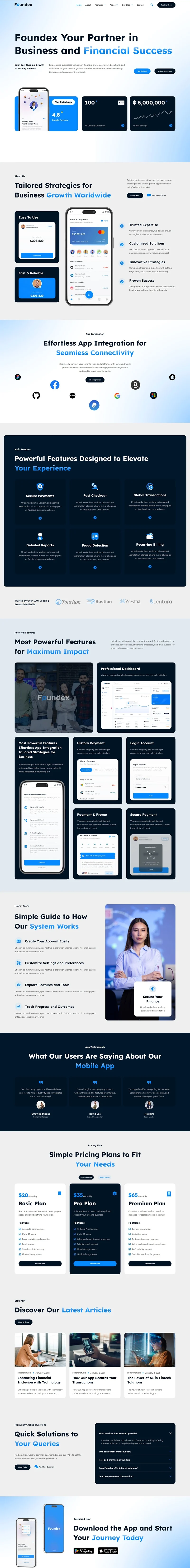 金融/投资 Elementor 模板首页预览