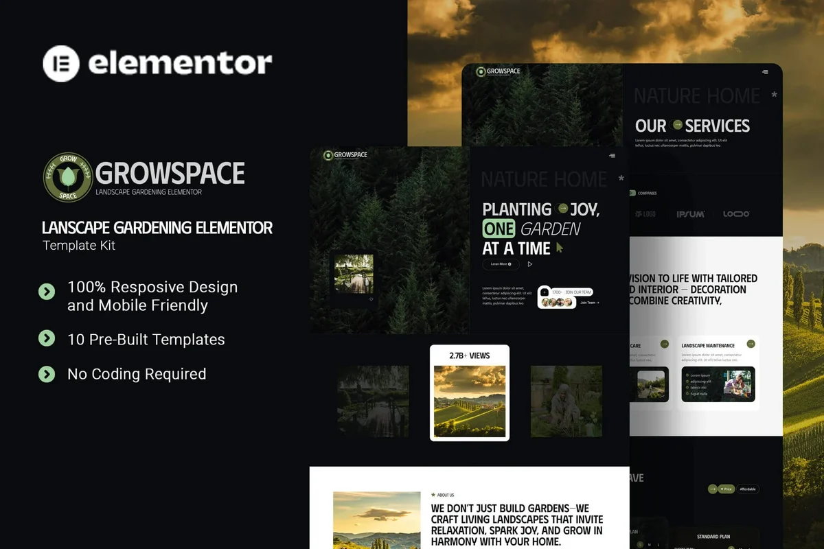 园林景观Elementor网站模板_一键导入快速建站插图-WP资源海 💐花卉/绿植 Elementor 网站模板封面
