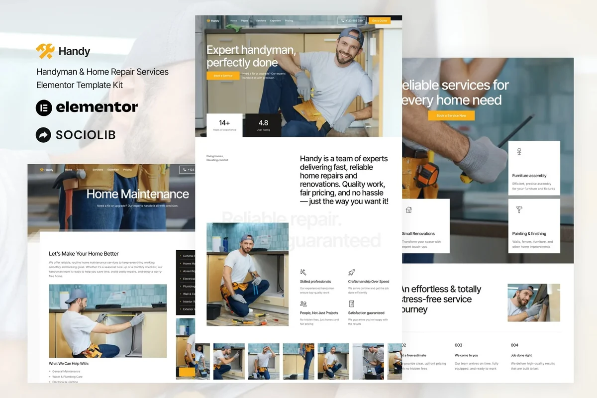全能家居维修Elementor网站模板_一键导入快速建站插图-WP资源海 维修 Elementor 网站模板封面