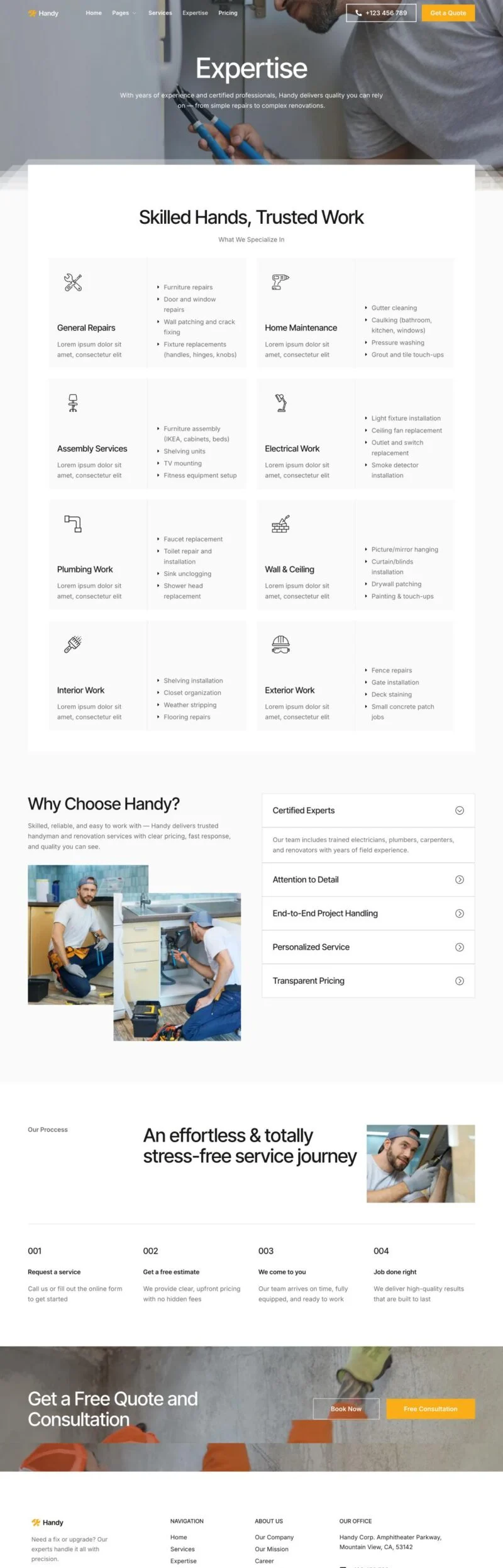 维修 Elementor 模板专业领域预览