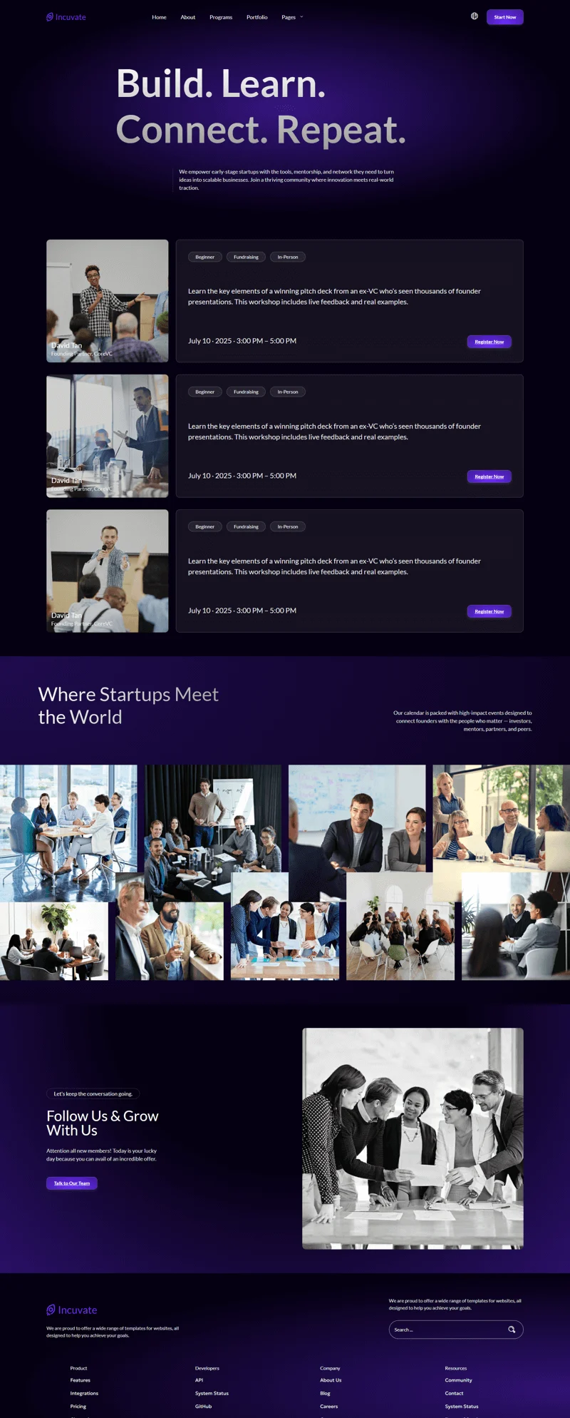 组织/机构 Elementor 模板创业活动页面预览