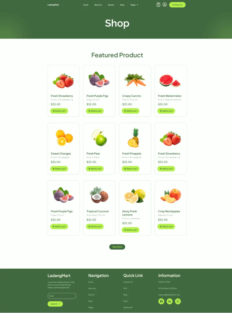 水果生鲜电商Elementor网站模板_一键导入快速建站插图5-WP资源海 电商 Elementor 模板商店页面预览