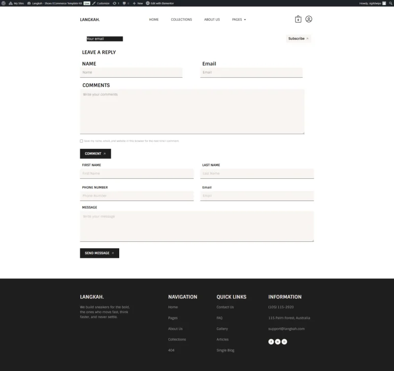 电商 Elementor 模板表单预览