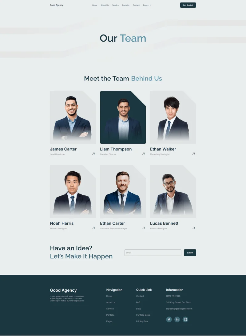 创意设计Elementor网站模板_一键导入快速建站插图5-WP资源海 艺术/设计 Elementor 模板团队页面预览