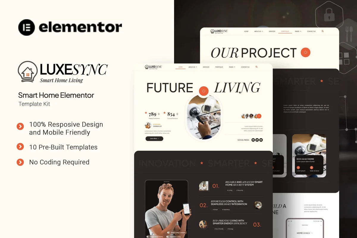 智能家居Elementor网站模板_一键导入快速建站插图-WP资源海 家居用品 Elementor 网站模板封面