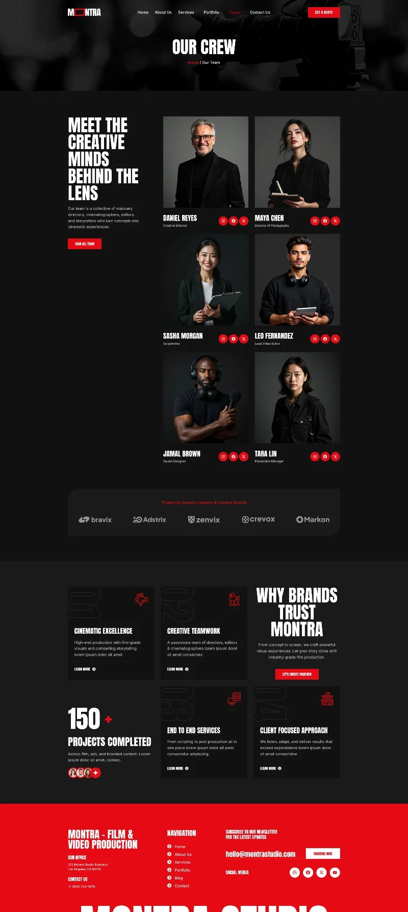 影视制作工作室Elementor网站模板_一键导入快速建站插图4-WP资源海 摄影 Elementor 模板团队页面预览