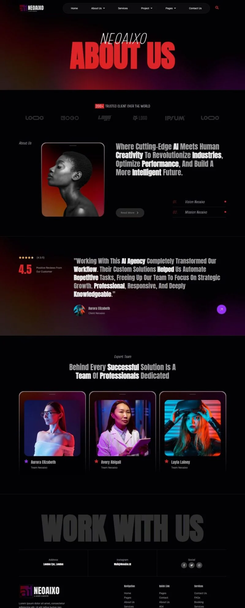 AI技术服务商Elementor网站模板_一键导入快速建站插图2-WP资源海 AI Elementor 模板关于我们预览