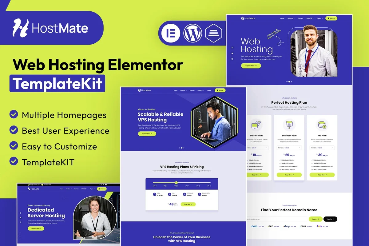 主机托管服务Elementor网站模板_一键导入快速建站插图-WP资源海 IT互联网 Elementor 网站模板封面