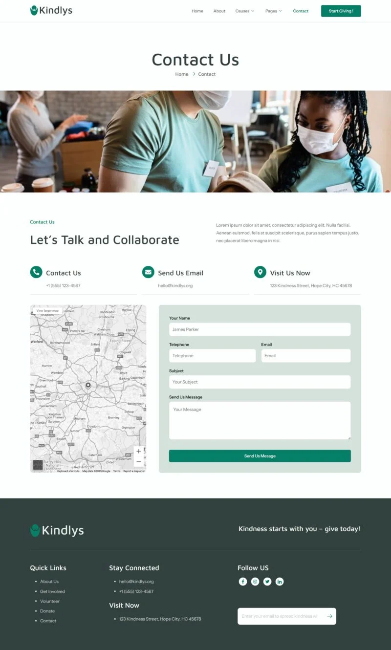 组织/机构 Elementor 模板联系页面预览