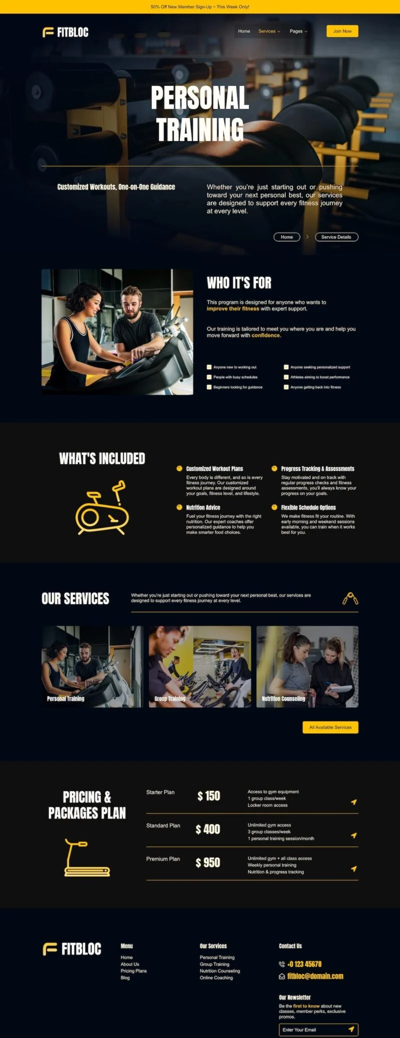 运动/健身 Elementor 模板服务详情预览