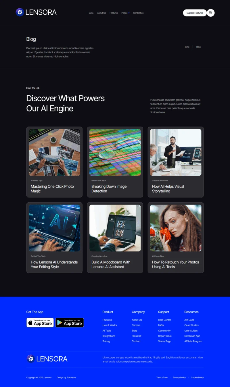AI修图工具Elementor网站模板_一键导入快速建站插图2-WP资源海 AI Elementor 模板博客页面预览