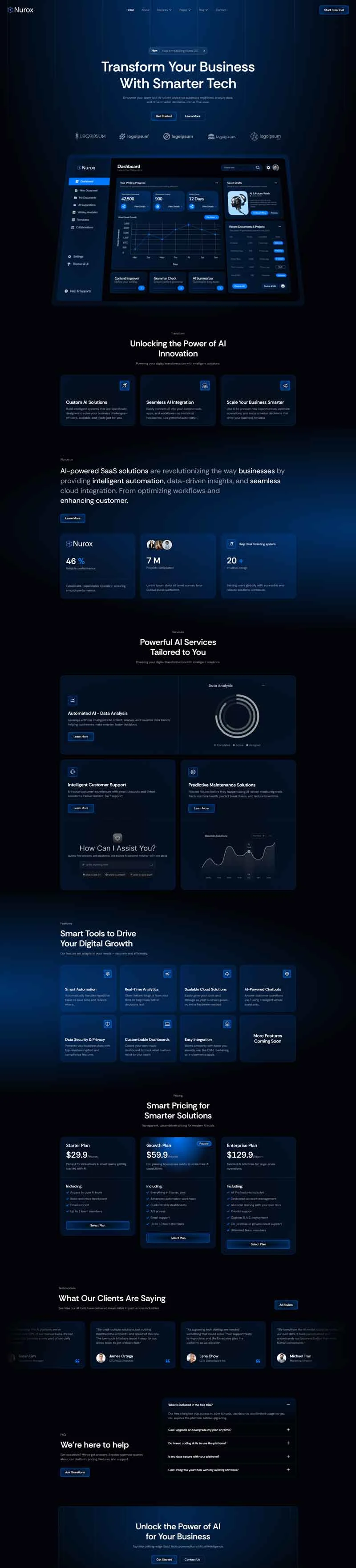 AI科技Elementor网站模板_一键导入快速建站插图1-WP资源海 AI Elementor 模板首页预览