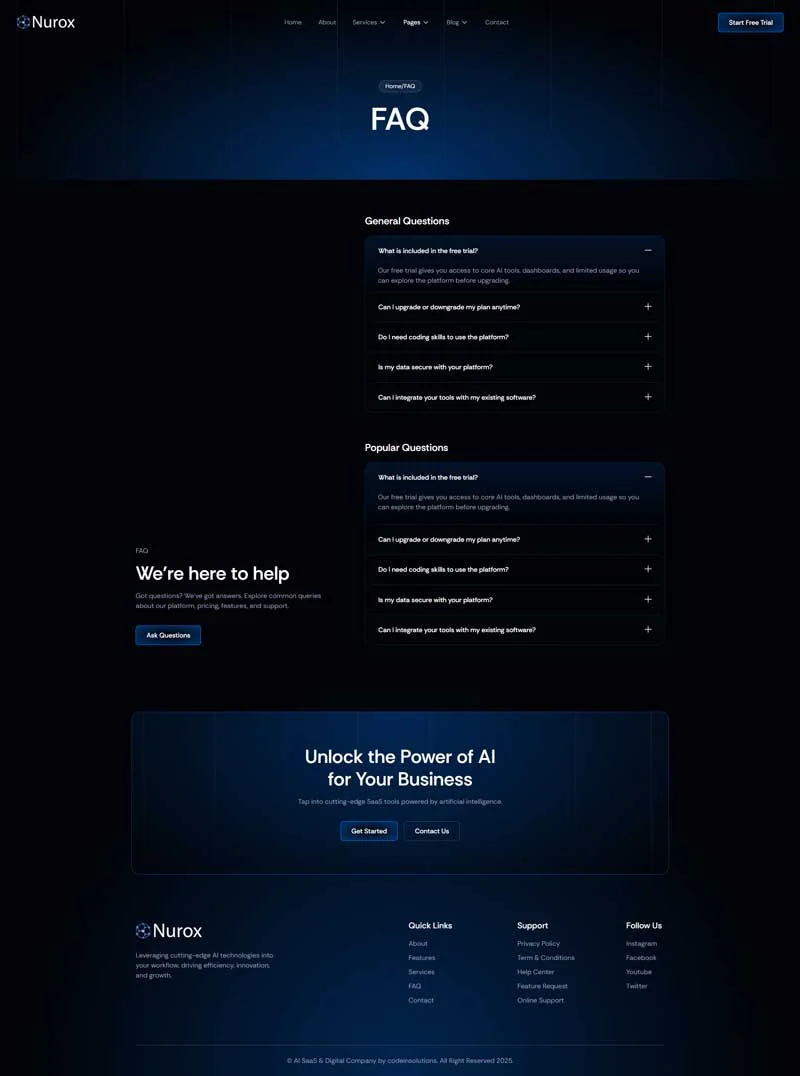 AI科技Elementor网站模板_一键导入快速建站插图7-WP资源海 AI Elementor 模板常见问题预览
