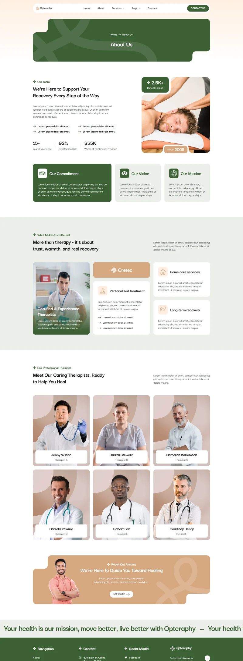 脊骨治疗/物理治疗Elementor网站模板_一键导入快速建站插图3-WP资源海 健康/医药 Elementor 模板关于我们预览