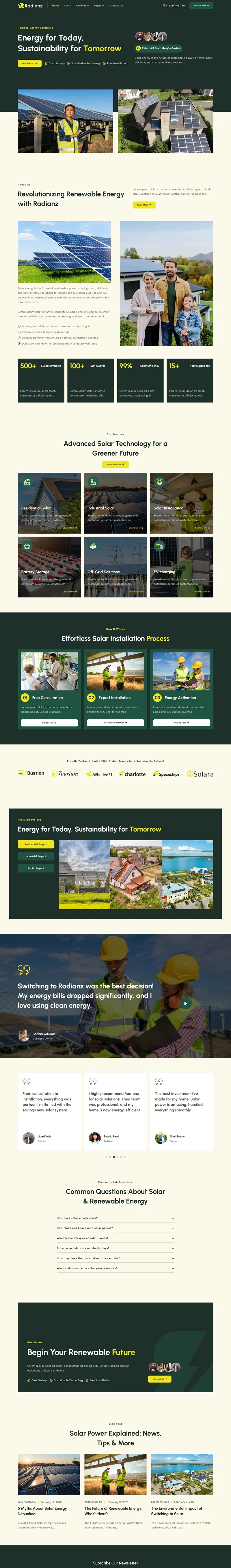 太阳能工业Elementor网站模板_一键导入快速建站插图1-WP资源海 工业/工厂 Elementor 模板首页预览