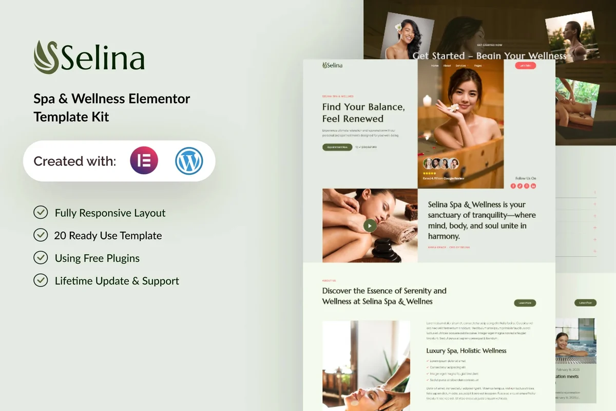 美容养生Elementor网站模板_一键导入快速建站插图-WP资源海 美容/美发 Elementor 网站模板封面