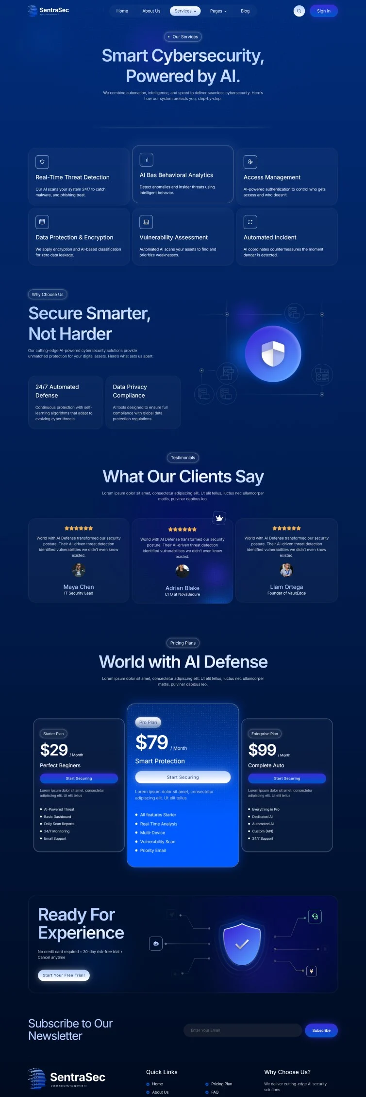 AI网络安全Elementor网站模板_一键导入快速建站插图3-WP资源海 AI Elementor 模板服务页面预览