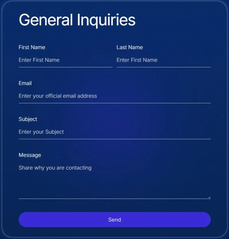 AI网络安全Elementor网站模板_一键导入快速建站插图7-WP资源海 AI Elementor 模板联系表单预览