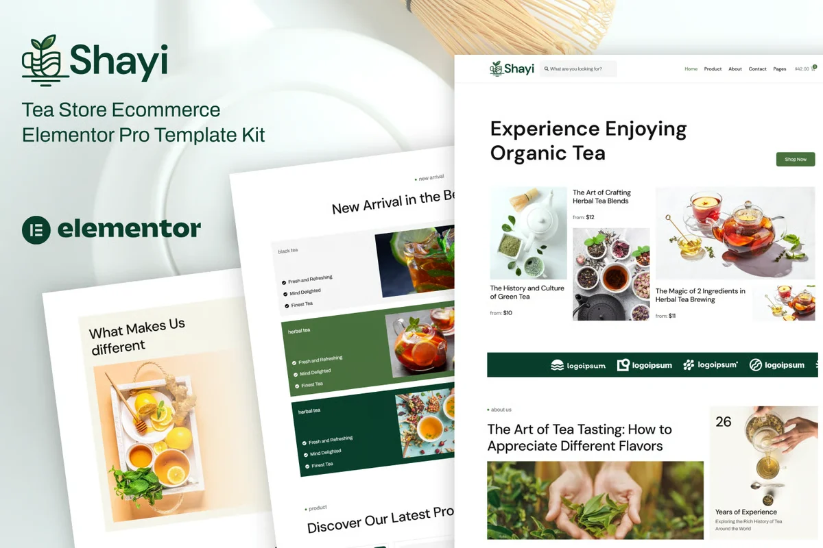 茶叶电商商城Elementor网站模板_一键导入快速建站插图-WP资源海 电商 Elementor 网站模板封面