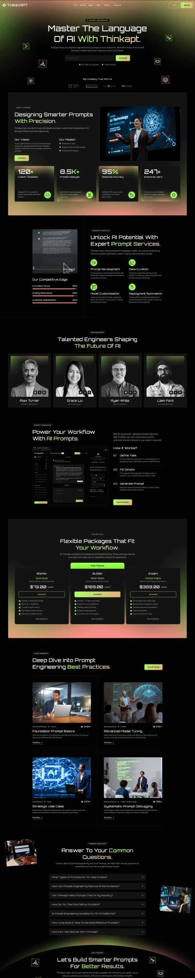 AI提示工程培训Elementor网站模板_一键导入快速建站插图1-WP资源海 AI Elementor 模板首页预览