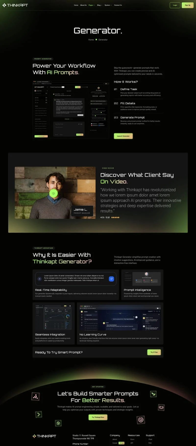 AI提示工程培训Elementor网站模板_一键导入快速建站插图2-WP资源海 AI Elementor 模板AI工具生成器预览