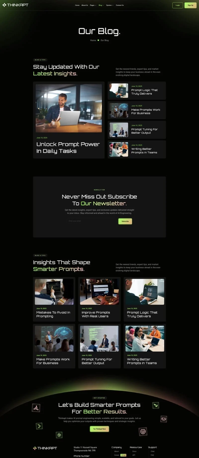 AI提示工程培训Elementor网站模板_一键导入快速建站插图3-WP资源海 AI Elementor 模板博客页面预览