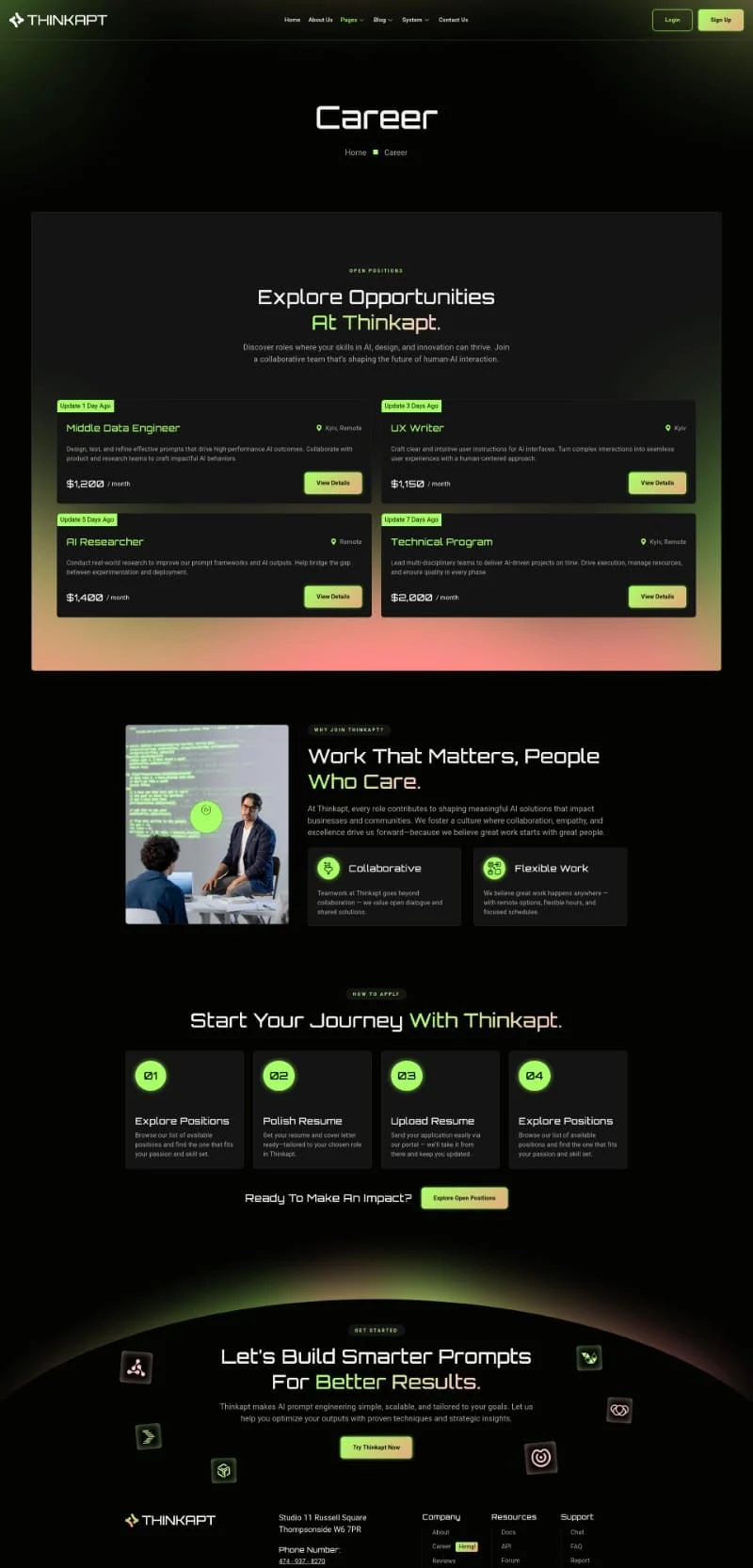 AI提示工程培训Elementor网站模板_一键导入快速建站插图5-WP资源海 AI Elementor 模板招聘页面预览