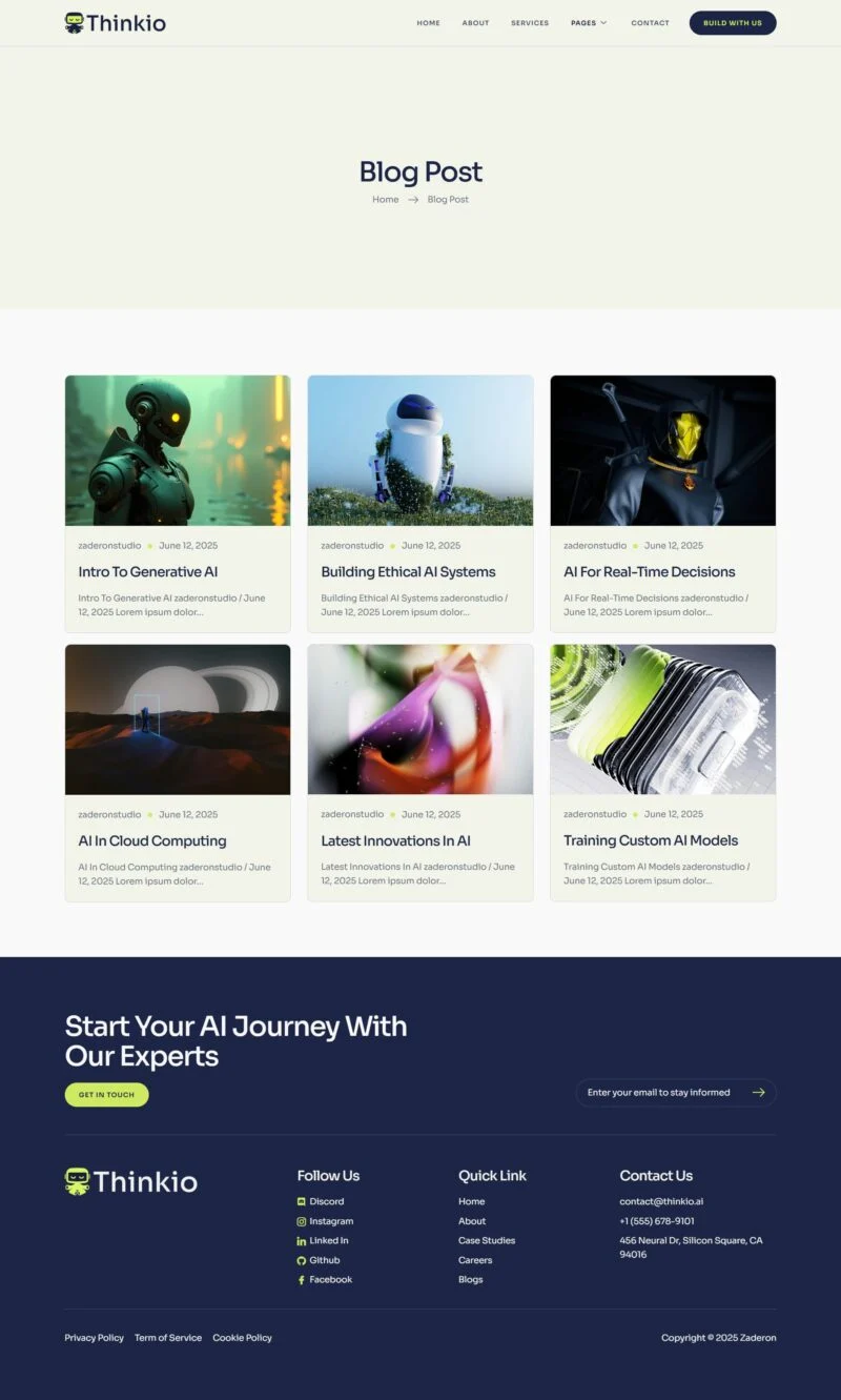 AI Elementor 模板博客页面预览