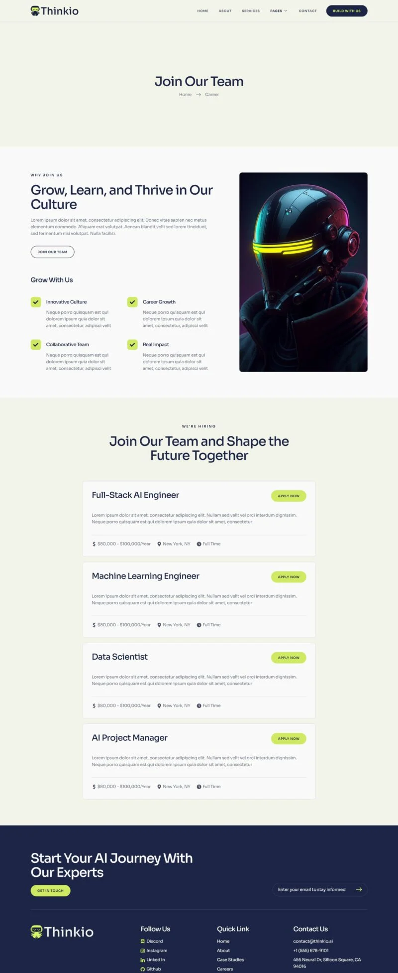 AI Elementor 模板招聘页面预览
