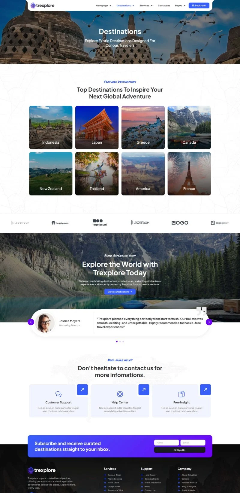 目的地旅游线路Elementor网站模板_一键导入快速建站插图5-WP资源海 户外/旅行 Elementor 模板目的地列表预览