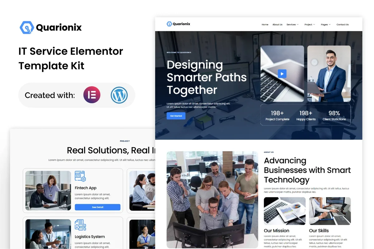 科技技术服务Elementor网站模板_一键导入快速建站插图-WP资源海 IT互联网 Elementor 网站模板封面