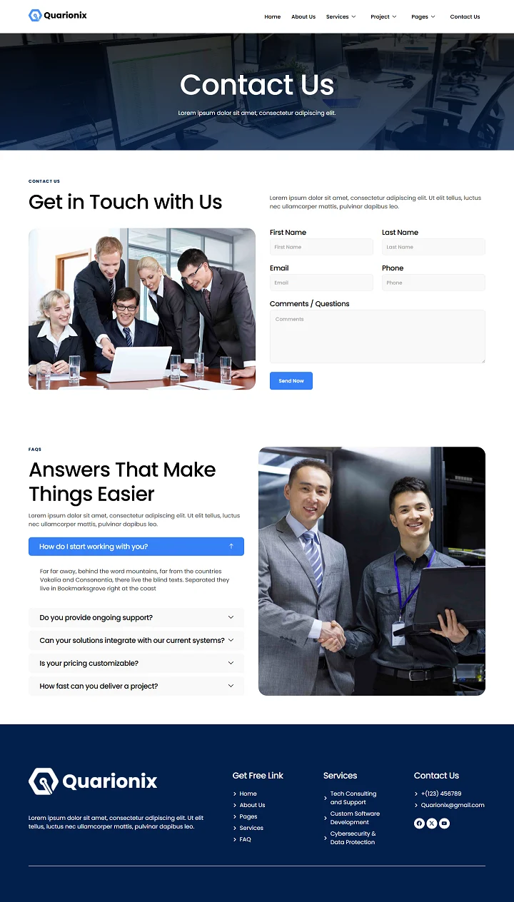 科技技术服务Elementor网站模板_一键导入快速建站插图2-WP资源海 IT互联网 Elementor 模板联系页面预览