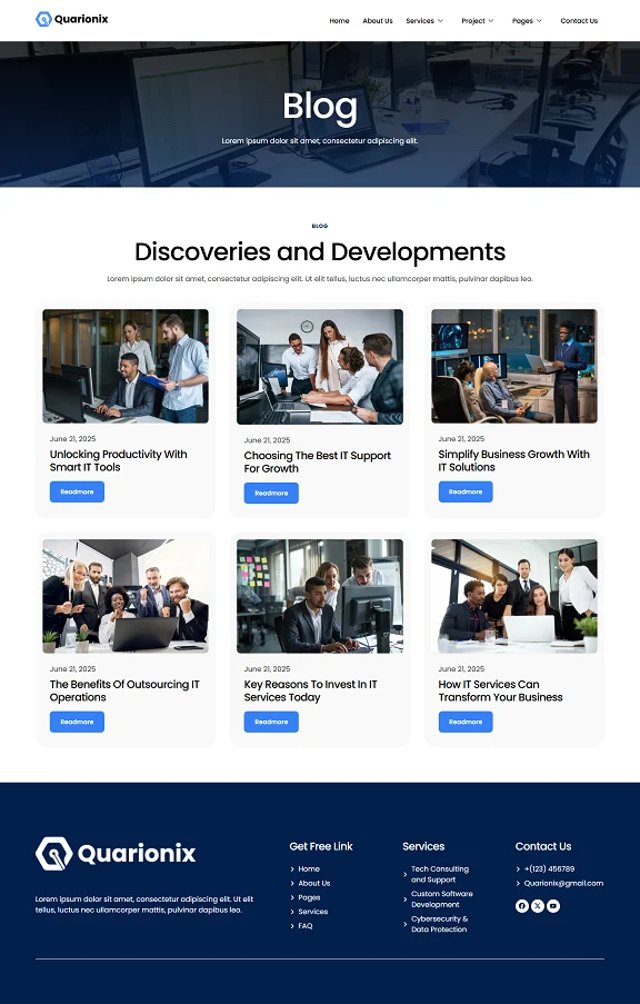 科技技术服务Elementor网站模板_一键导入快速建站插图4-WP资源海 IT互联网 Elementor 模板博客页面预览