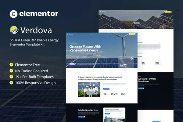 太阳能工程服务Elementor网站模板_一键导入快速建站插图-WP资源海 工业/工厂 Elementor 网站模板封面