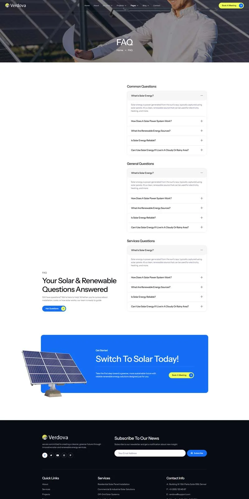 太阳能工程服务Elementor网站模板_一键导入快速建站插图7-WP资源海 工业/工厂 Elementor 模板常见问题预览