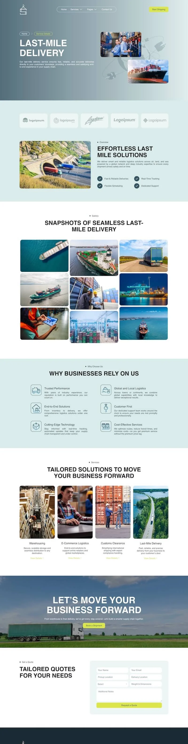 物流与货运Elementor网站模板_一键导入快速建站插图4-WP资源海 物流/运输 Elementor 模板服务详情预览