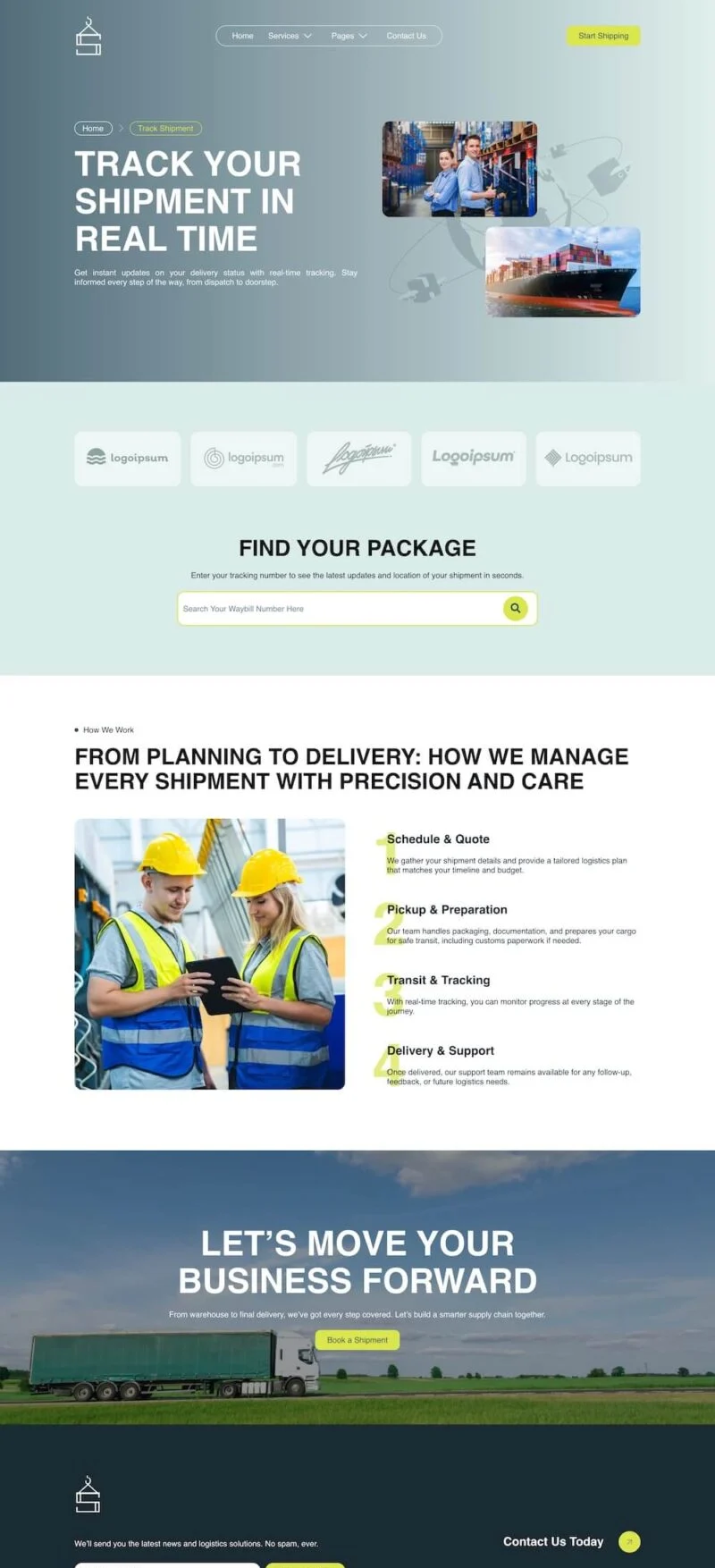 物流与货运Elementor网站模板_一键导入快速建站插图5-WP资源海 物流/运输 Elementor 模板运单追踪预览