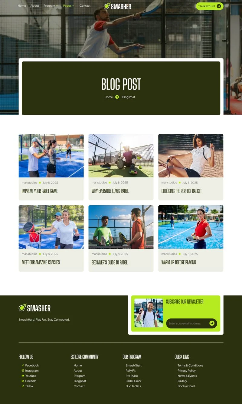 体育俱乐部社区Elementor网站模板_一键导入快速建站插图3-WP资源海 社交 Elementor 模板博客页面预览