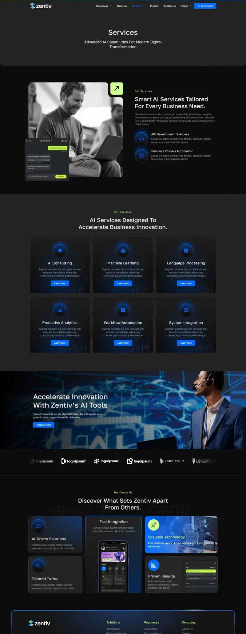 AI Elementor 模板服务页面预览