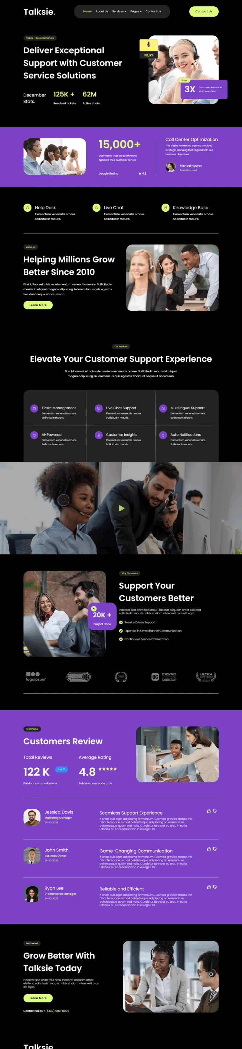 服务/咨询 Elementor 模板首页预览