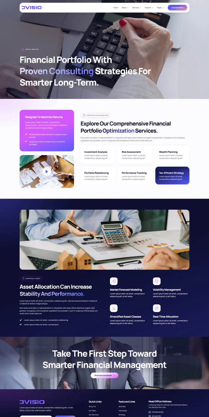 服务/咨询 Elementor 模板服务详情页面预览