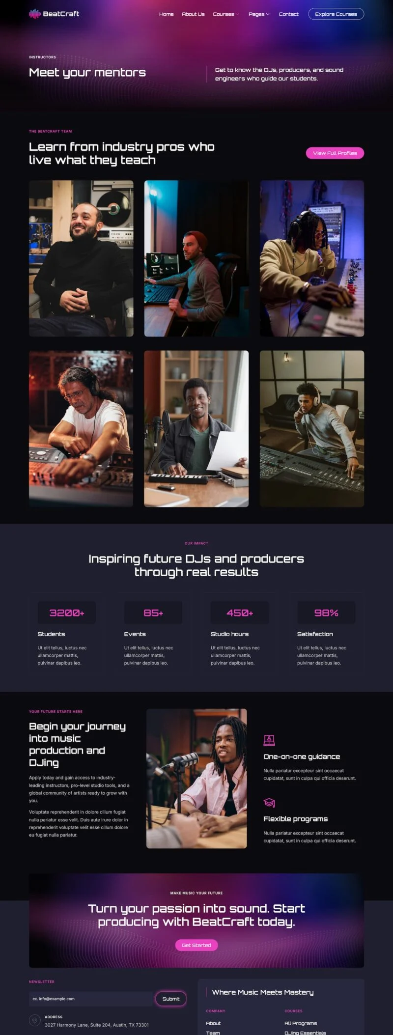DJ音乐制作培训Elementor网站模板_一键导入快速建站插图5-WP资源海 学校 Elementor 模板讲师团队预览