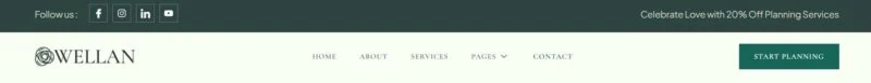 婚典策划Elementor网站模板_一键导入快速建站插图6-WP资源海 婚礼/婚庆 Elementor 模板页眉预览